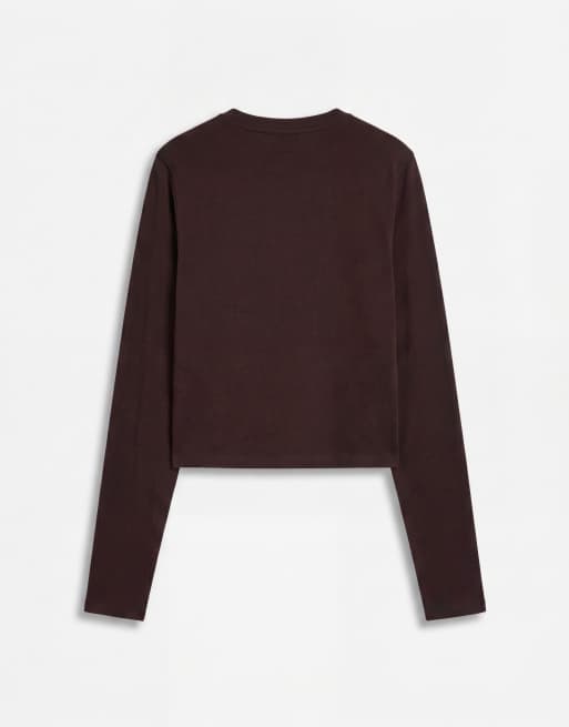 Cotton On Blair topp med batwing-ärmar och långa ärmar i dark oak, 6 av 8