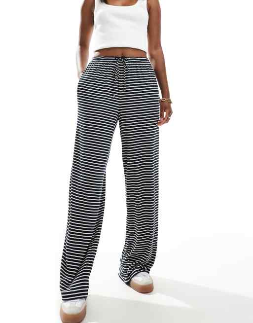 Cotton On blair wide leg pant in navy white stripe ASOS