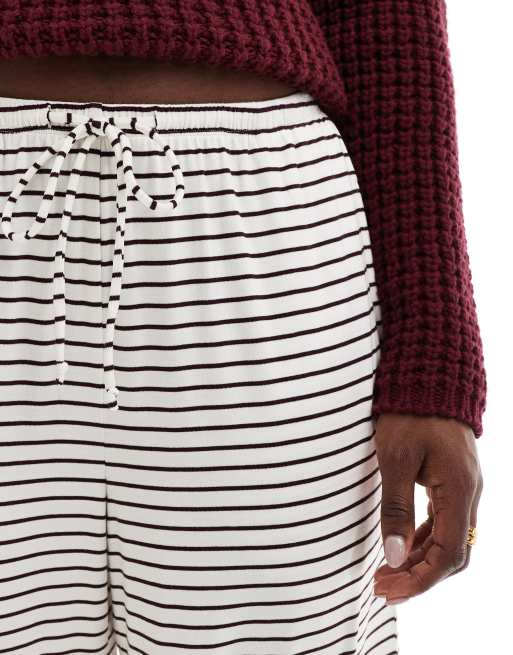 Cotton On Blair wide leg pants in cherry stripe, 3 of 5