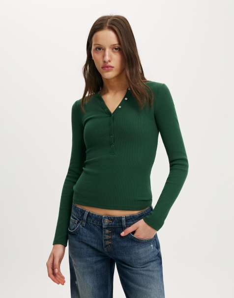 Cotton On Blake henley long sleeve in green - view 1
