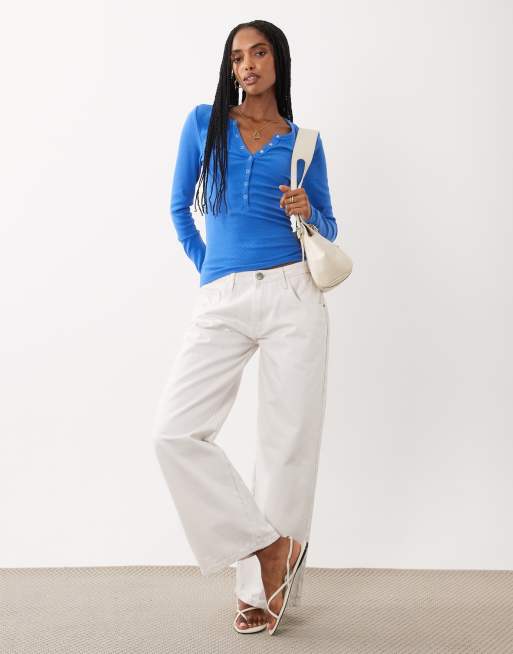 Cotton On blake henley long sleeve top in cobalt , 2 of 4