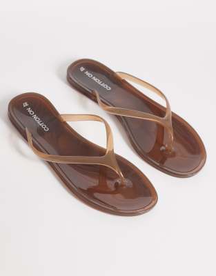 Cotton On Blake Jelly Flip Flop In Brown