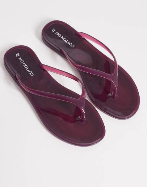 Cotton On Blake jelly flip flops in deep cherry - view 1