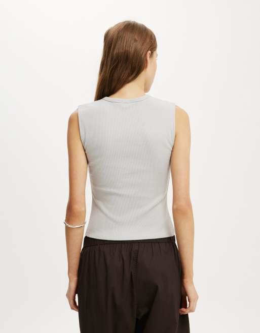Cotton On Blake rib henley tank in marble mist, 4 of 4