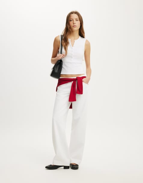 Cotton On Blake rib henley tank in white - view 1