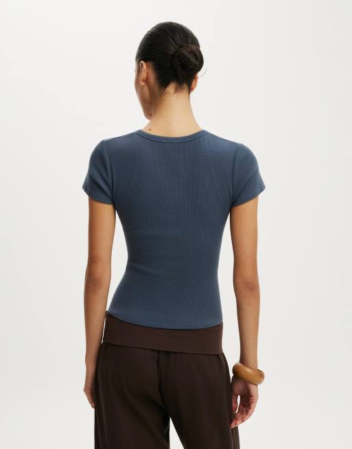 Cotton On Blake short sleeve henley in navy, 4 of 4