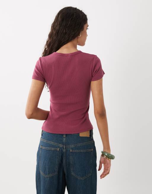 Cotton On - Blake - Top boutonné à manches courtes - Prune intense, 4 de 4