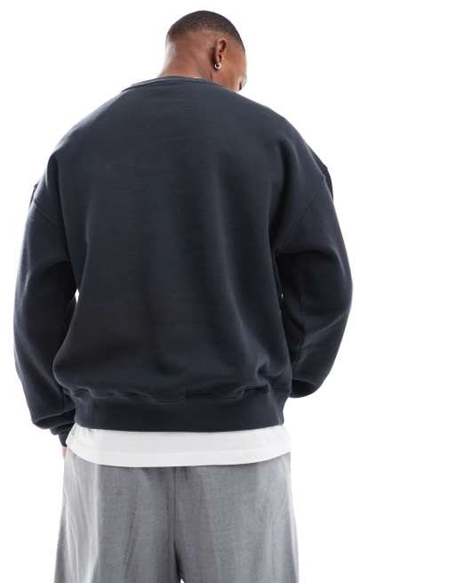 Cotton On – Bleksvart och boxig sweatshirt i fleece med rund halsringning, 3 av 4