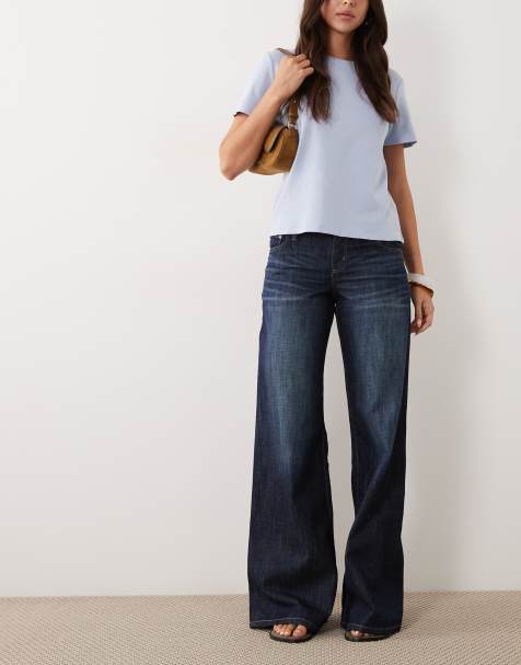Cotton On - Blækblå lavtaljede jeans med brede ben - view 1