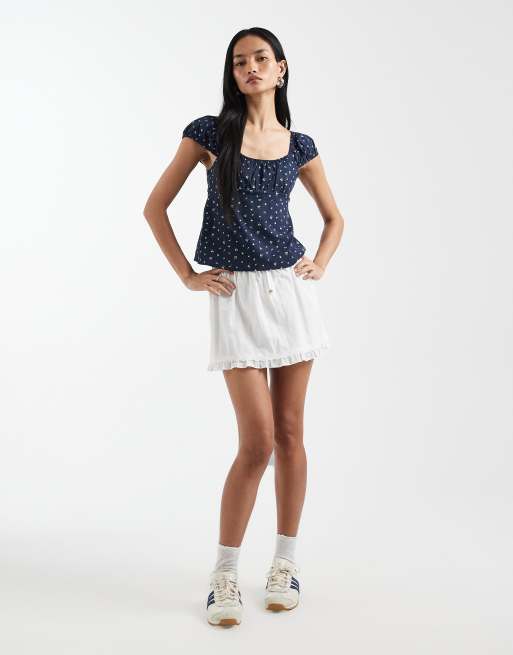 Cotton On - Blusa babydoll allacciata sul retro blu navy a fiorellini, 2 di 4