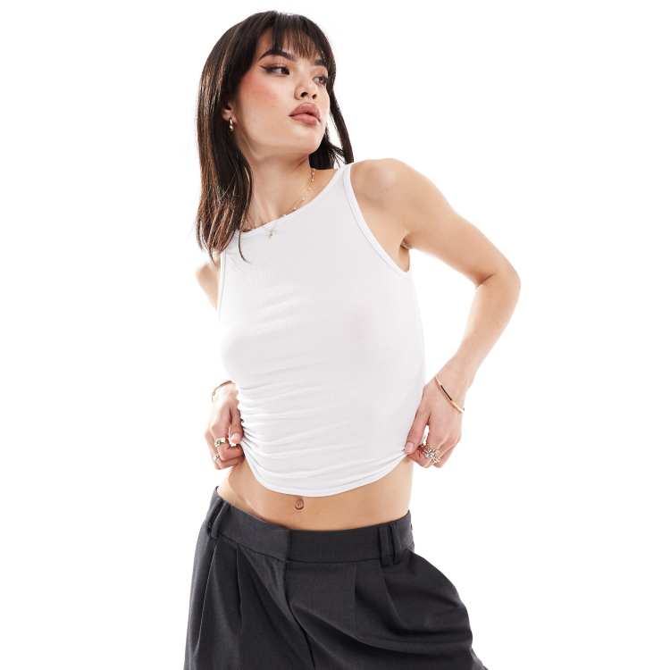 Cotton On boat neck cropped tank top in white | ASOS