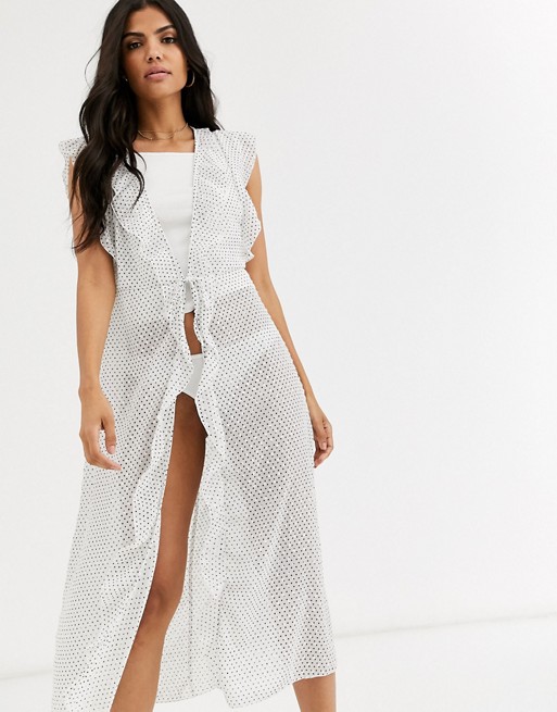 Cotton On Body ruffle gown in spot print