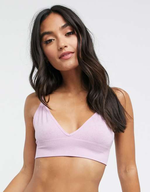 Cotton On Body seamfree rib longline ballet bra in lilac marl ASOS