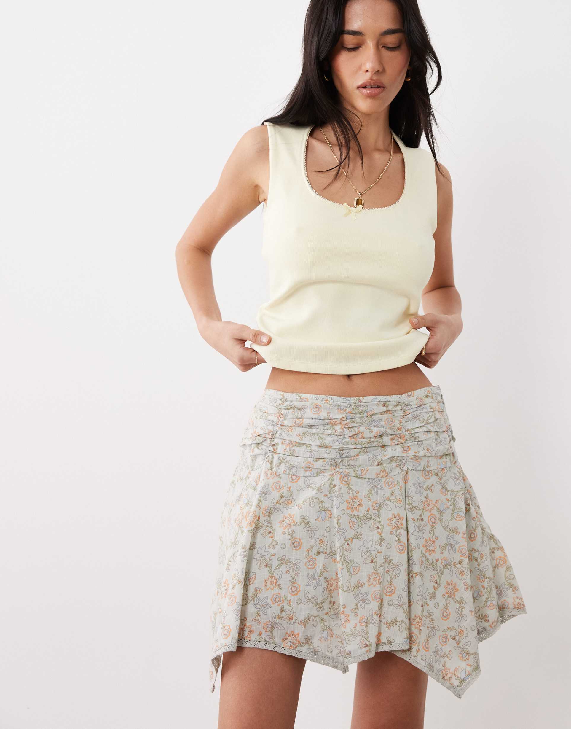cotton on boho handkerchief hem mini skirt in hannah floral