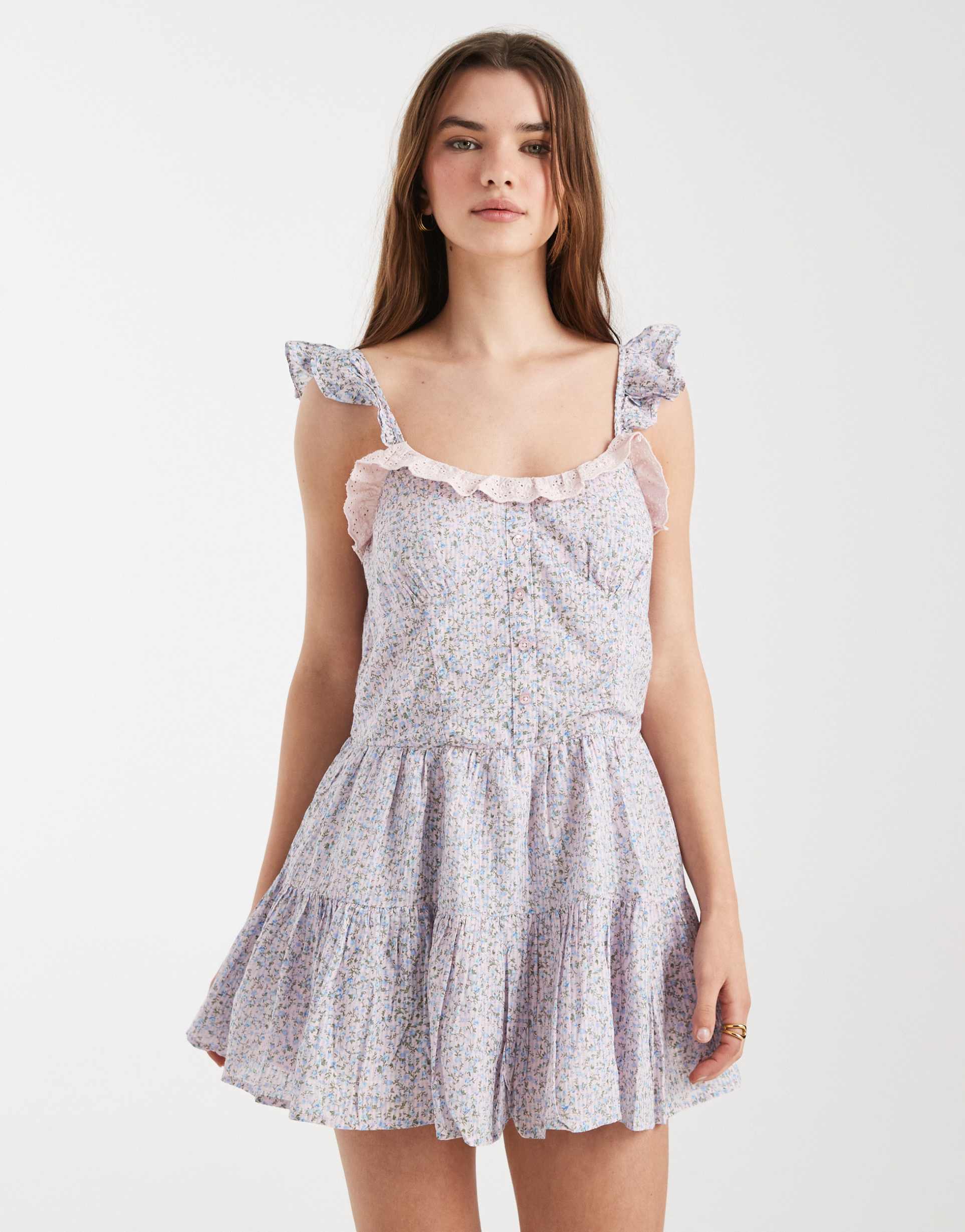 cotton on boho mini dress in isabella floral pink