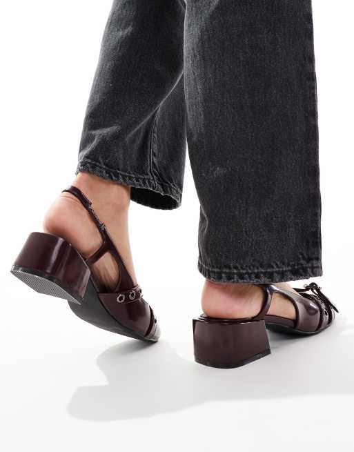 Cotton On Bonnie slingback block heel in burgundy, 3 of 4