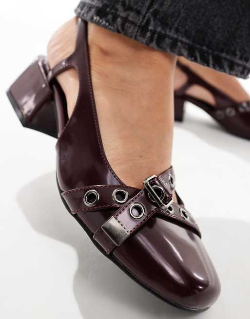 Cotton On Bonnie slingback block heel in burgundy, 4 of 4