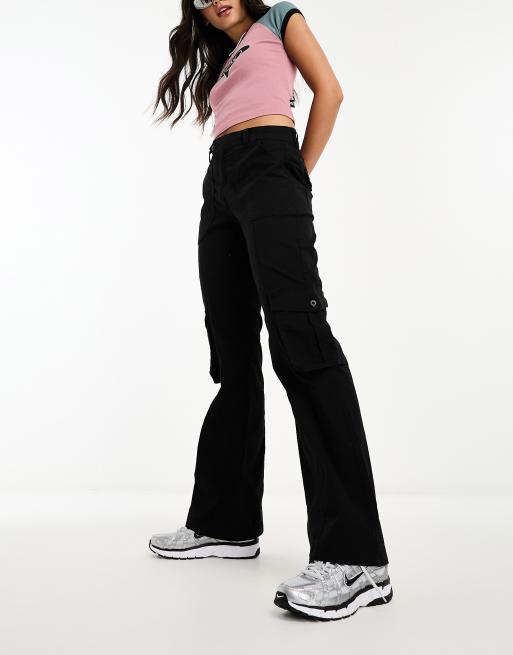 Cotton Wide Band Bootleg Pants  Comfort meets Style - Black