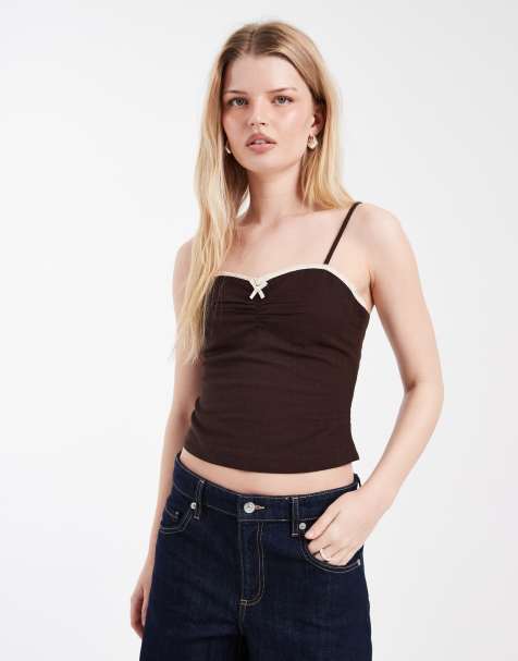 Cotton On bow cami top in dark oak - view 1