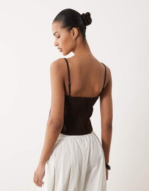 Cotton On bow cami top in dark oak, 4 of 4