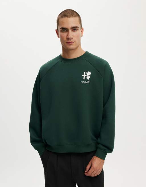 Cotton On Box fit alfa romeo sweater in green, 2 of 4