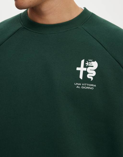 Cotton On Box fit alfa romeo sweater in green, 3 of 4