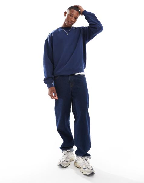 Cotton On box fit crew fleece sweatshirt in indigo - view 1