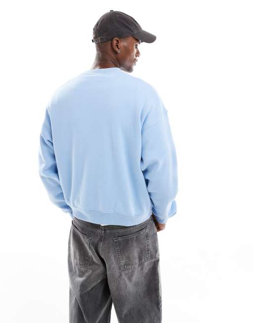 Cotton On box fit crew fleece sweatshirt in pearl blue 