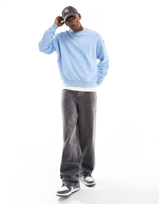 Cotton On box fit crew fleece sweatshirt in pearl blue 
