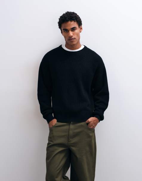 Cotton On box fit crew knit in black - view 1