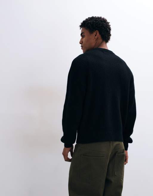 Cotton On box fit crew knit in black, 5 of 5