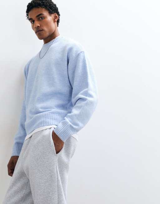 Cotton On box fit crew knit in blue marle, 2 of 5