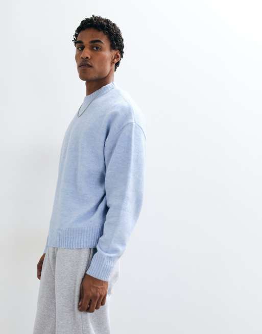 Cotton On box fit crew knit in blue marle, 4 of 5