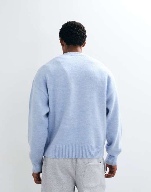 Cotton On box fit crew knit in blue marle, 5 of 5