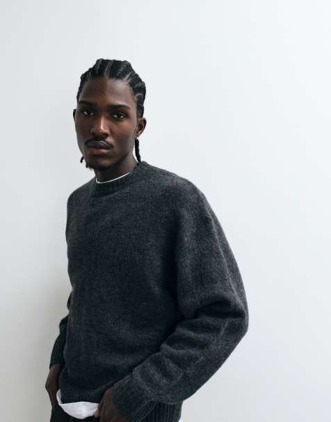 Cotton On box fit crew knit in charcoal marle - view 1