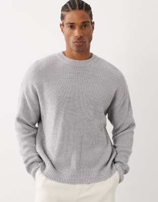 Cotton On Box Fit Crew Knit In Gray