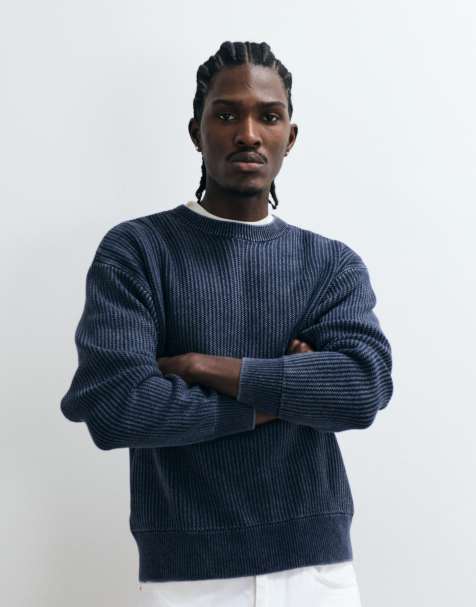 Cotton On box fit crew knit in navy - view 1