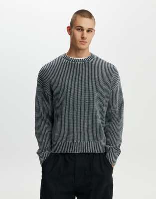 Cotton On box fit crew knit in washed black