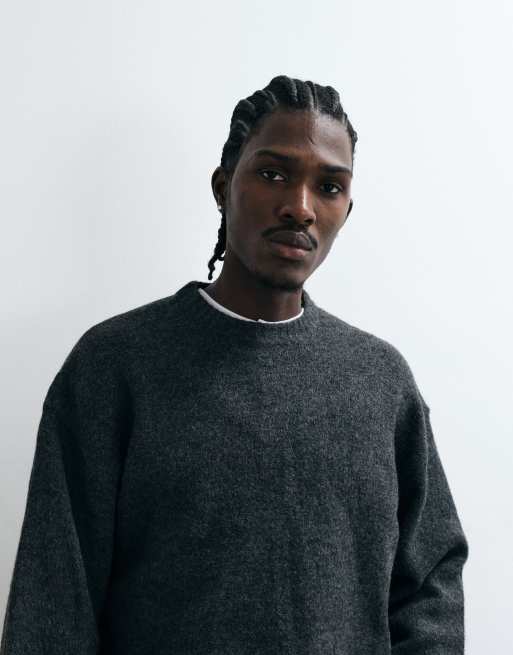 Cotton On box fit crew knit jumper in charcoal marle, 2 of 5