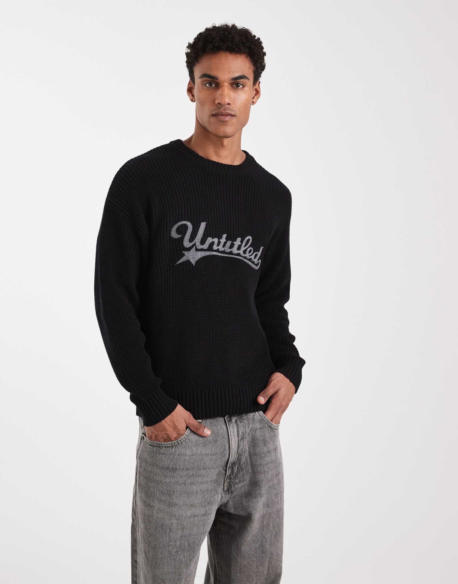 Свитер плотной вязки из хлопка в обтяжку черного цвета