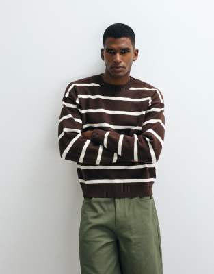 Cotton On Box Fit Crew Knit Sweater In Brown