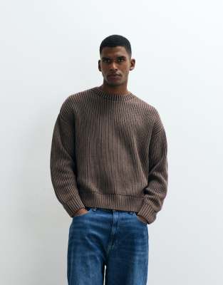 Cotton On Box Fit Crew Knit Sweater In Brown