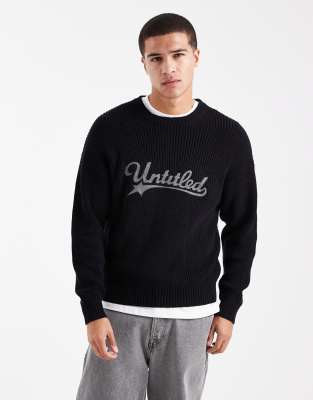 Cotton On Box Fit Crew Neck Knit Sweater In Black