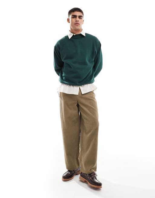 Cotton on box fit crew neck sweater in fern