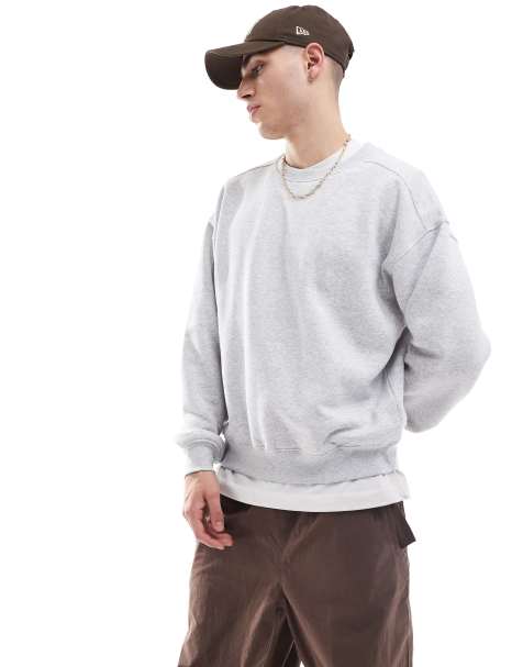Cotton On box fit crew neck sweater in grey - view 1