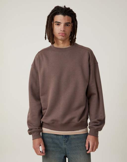 Cotton On Box fit crew sweater in brown - BROWN