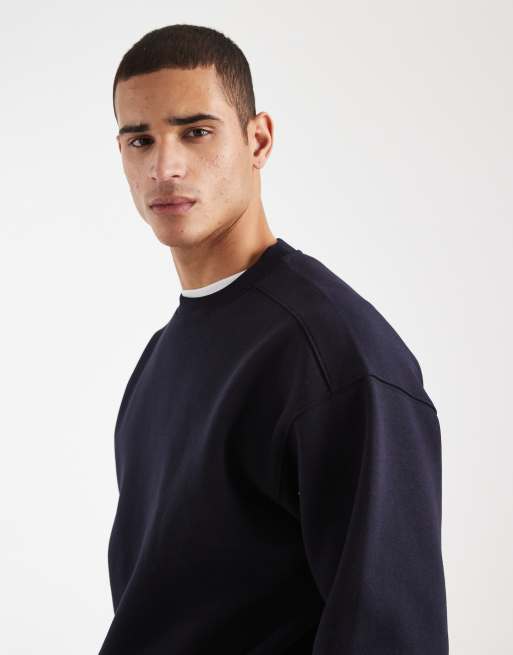Cotton On box fit crew sweater in ink navy, 4 of 5