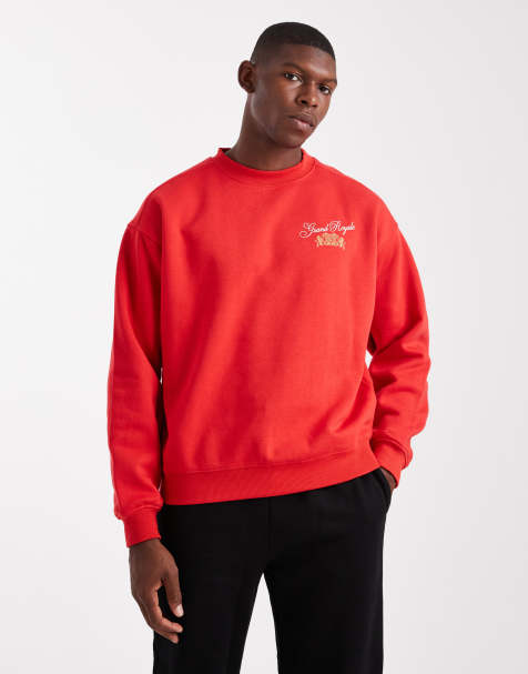 Cotton On box fit crew sweatshirt in poppy - view 1