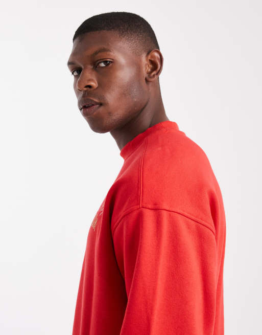 Cotton On box fit crew sweatshirt in poppy, 4 of 5