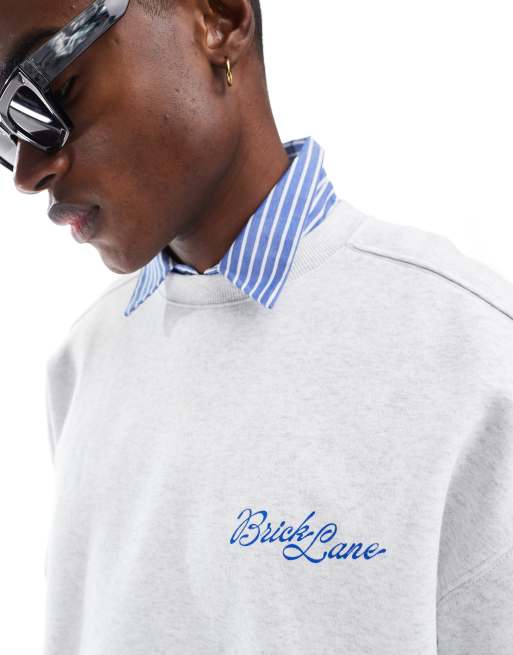 Cotton On box fit crewneck with London graphic in gray